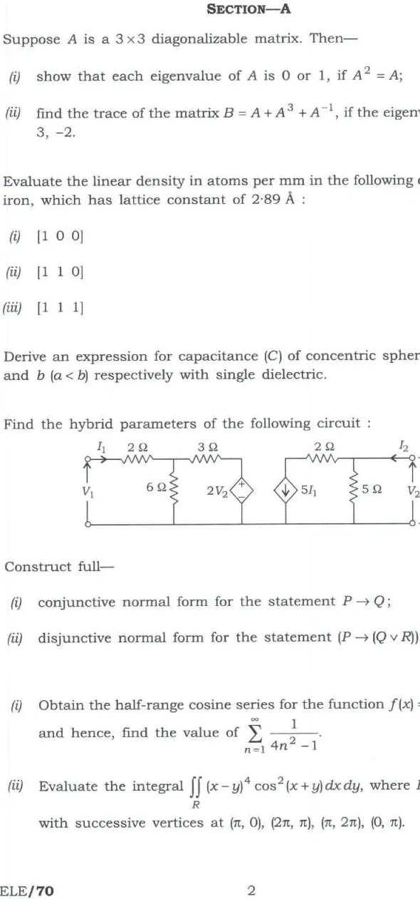 Electrical Engineering Paper I - Engineering Services 2023 — page 1 instructions scan PDF download