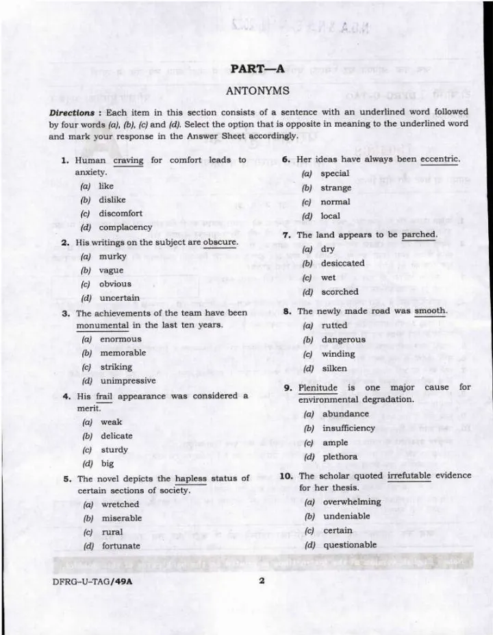 General Ability Test NDA/NA 2022 Paper 1 — page 1 instructions scan PDF download