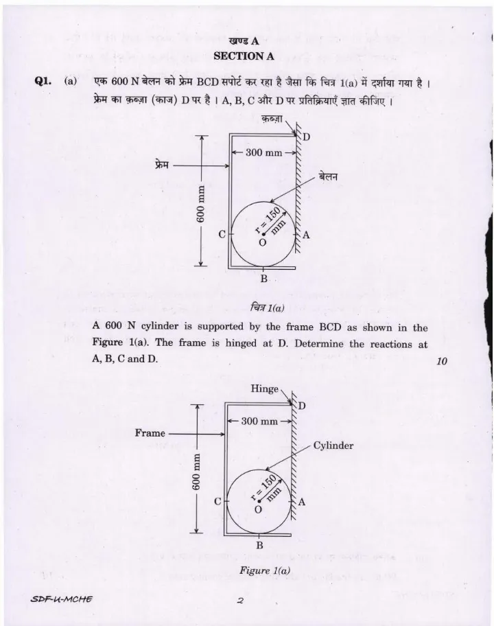 Mechanical Eng Paper I UPSC 2019 CCS Main — page 1 instructions scan PDF download