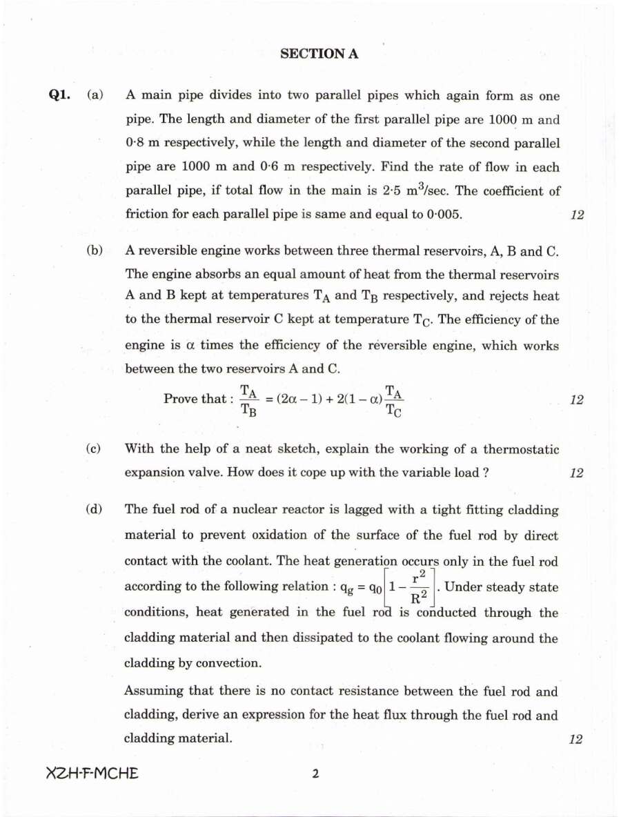 Engineering Service Main 2019 Mechanical Paper I — page 1 instructions scan PDF download