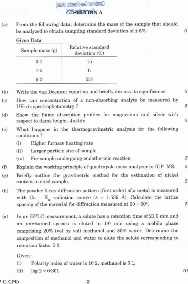 Combined Geo-Scientist Chemistry Paper III 2025 (Main) – UPSC — page 1 instructions scan PDF download