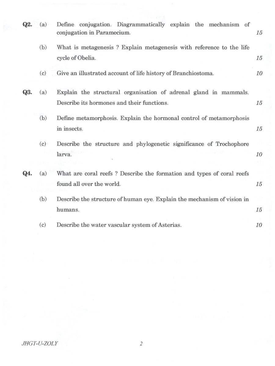 Zoology Paper I (IFoS 2022) - Page 1 & 2 Corrections — page 1 instructions scan PDF download