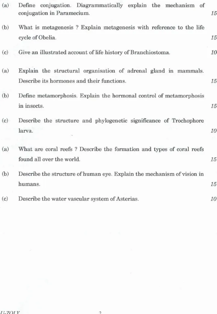 Zoology Paper I (IFoS 2022) - Page 1 & 2 Corrections — page 1 instructions scan PDF download