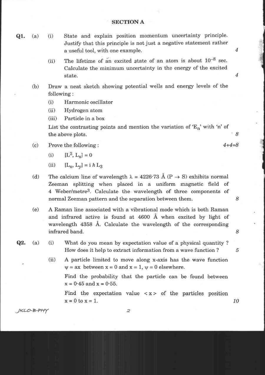 IFS Physics Paper II 2020 - Main Examination — page 1 instructions scan PDF download