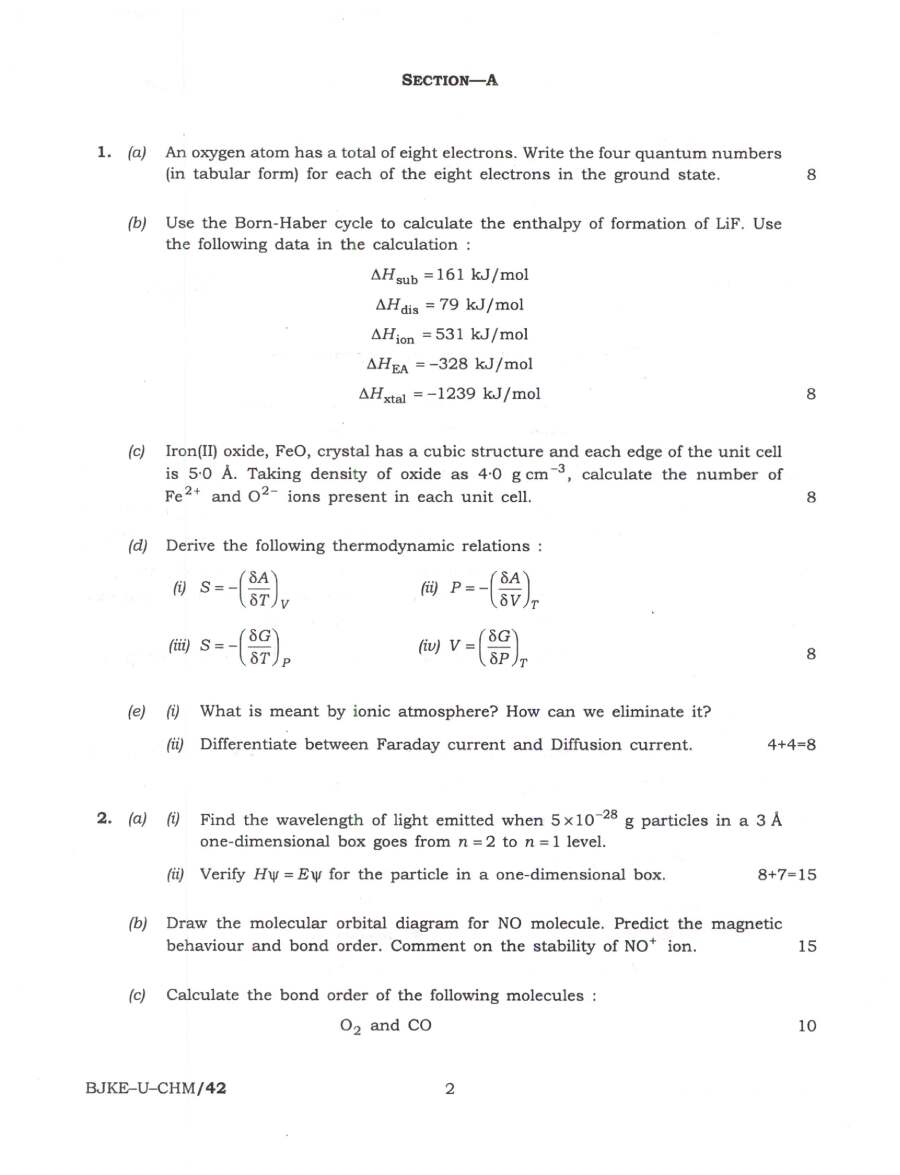 Indian Forest Service Chemistry Paper I 2023 — page 1 instructions scan PDF download