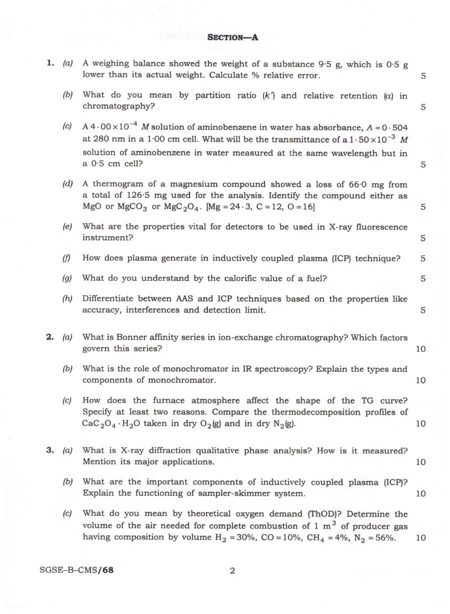 Chemistry Paper-III 2024 – Combined Geo-Scientist Main MCQ — page 1 instructions scan PDF download
