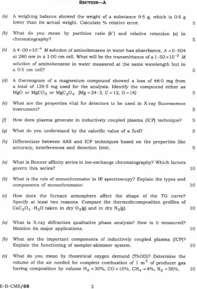 Chemistry Paper-III 2024 – Combined Geo-Scientist Main MCQ — page 1 instructions scan PDF download