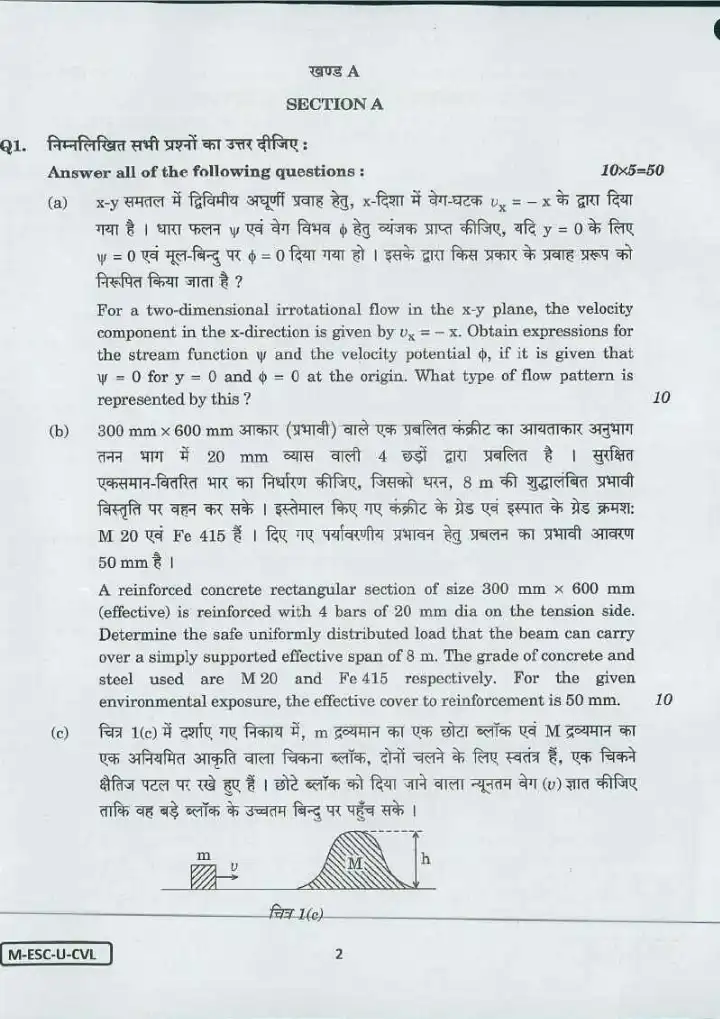 Civil Engineering Paper I 2016 – UPSC Main Exam — page 1 instructions scan PDF download