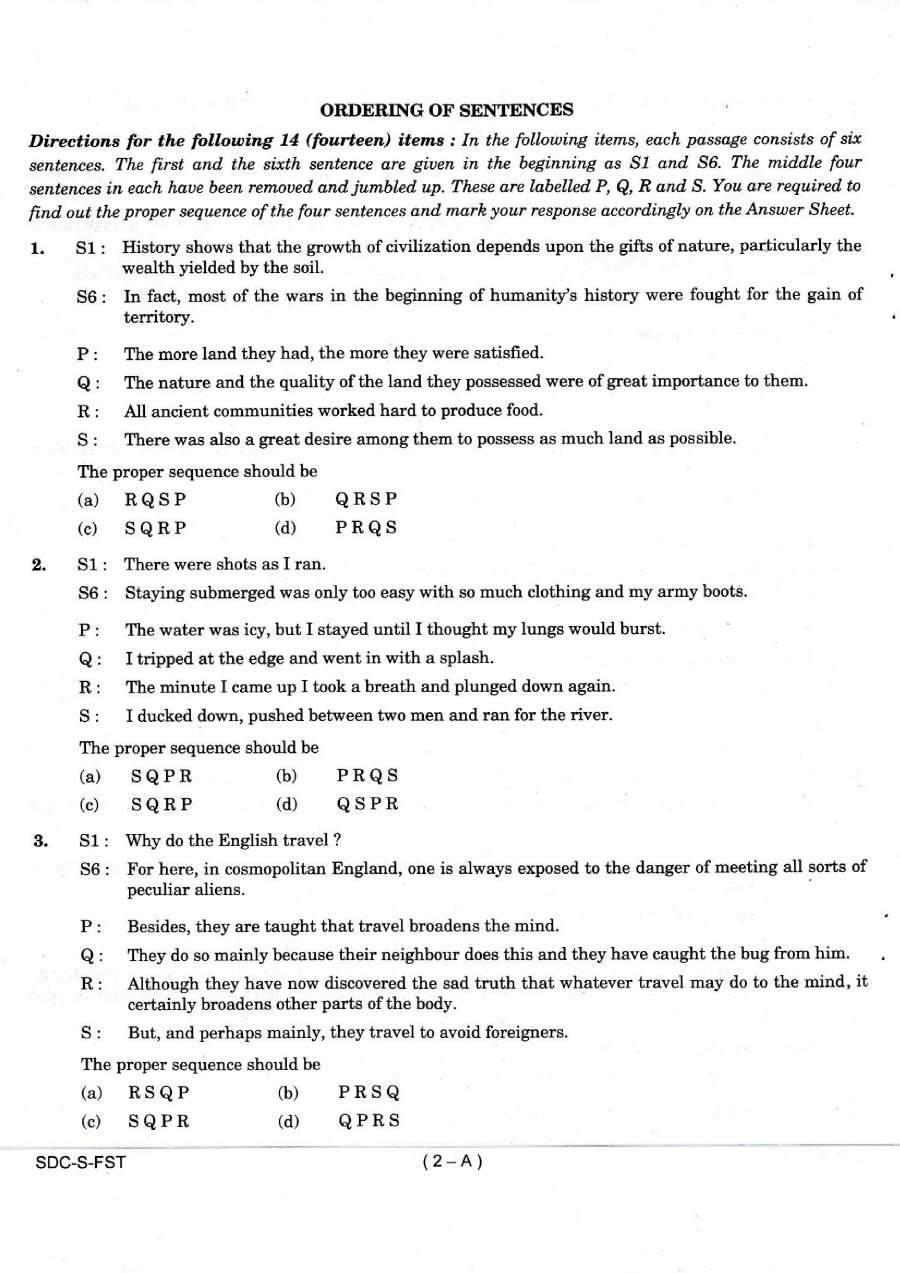 CDS 2016 English question paper page 1 instructions and header scan PDF download for UPSC Combined Defence Services Exam