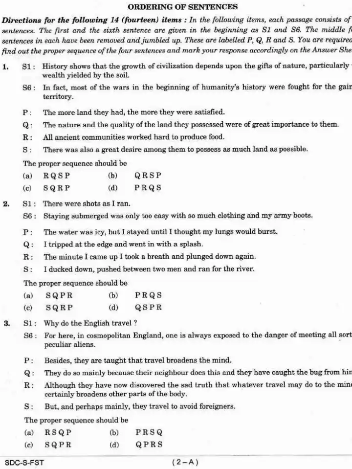 CDS 2016 English question paper page 1 instructions and header scan PDF download for UPSC Combined Defence Services Exam
