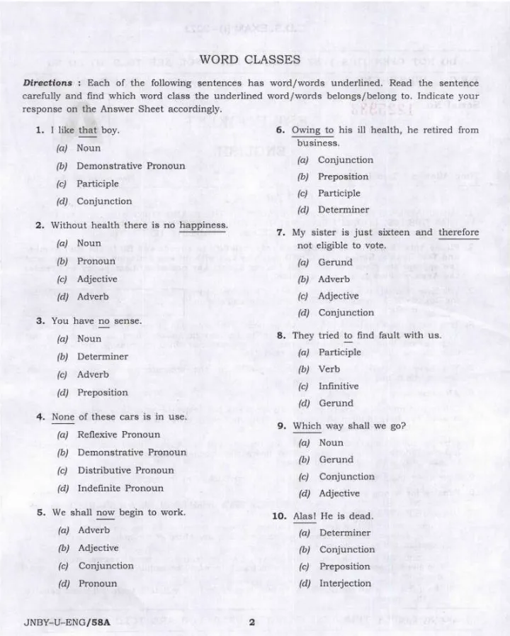 CDS I 2023 English question paper page 1 instructions scan PDF download UPSC Combined Defence Services Exam
