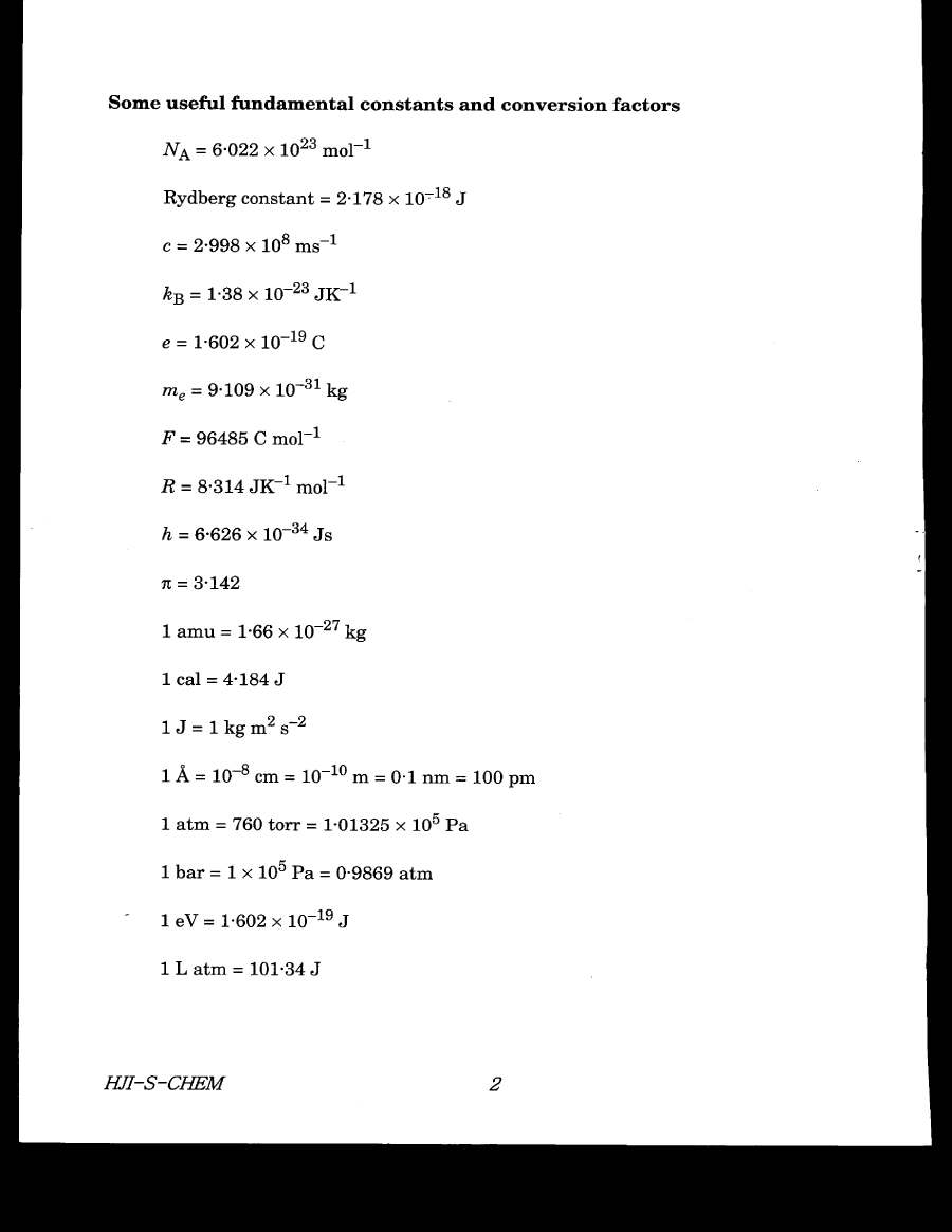 Combined Geo-Scientist Main 2020 Chemistry Paper II question paper page 1 instructions scan PDF download UPSC