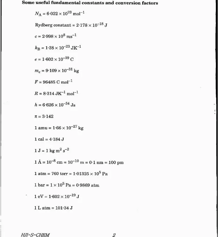 Combined Geo-Scientist Main 2020 Chemistry Paper II question paper page 1 instructions scan PDF download UPSC