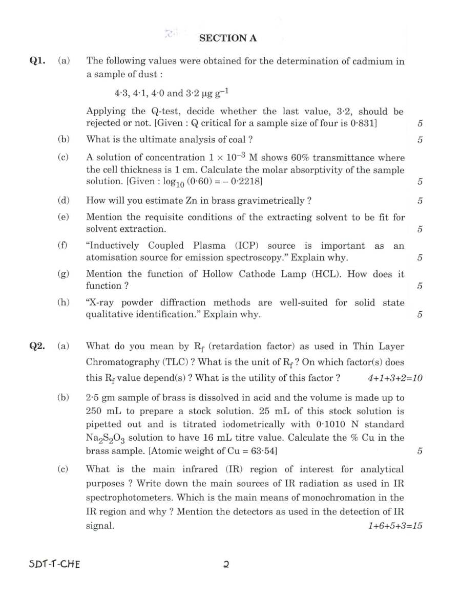 Combined Geo-Scientist Main 2021 Chemistry Paper III question paper page 1 instructions scan PDF download UPSC