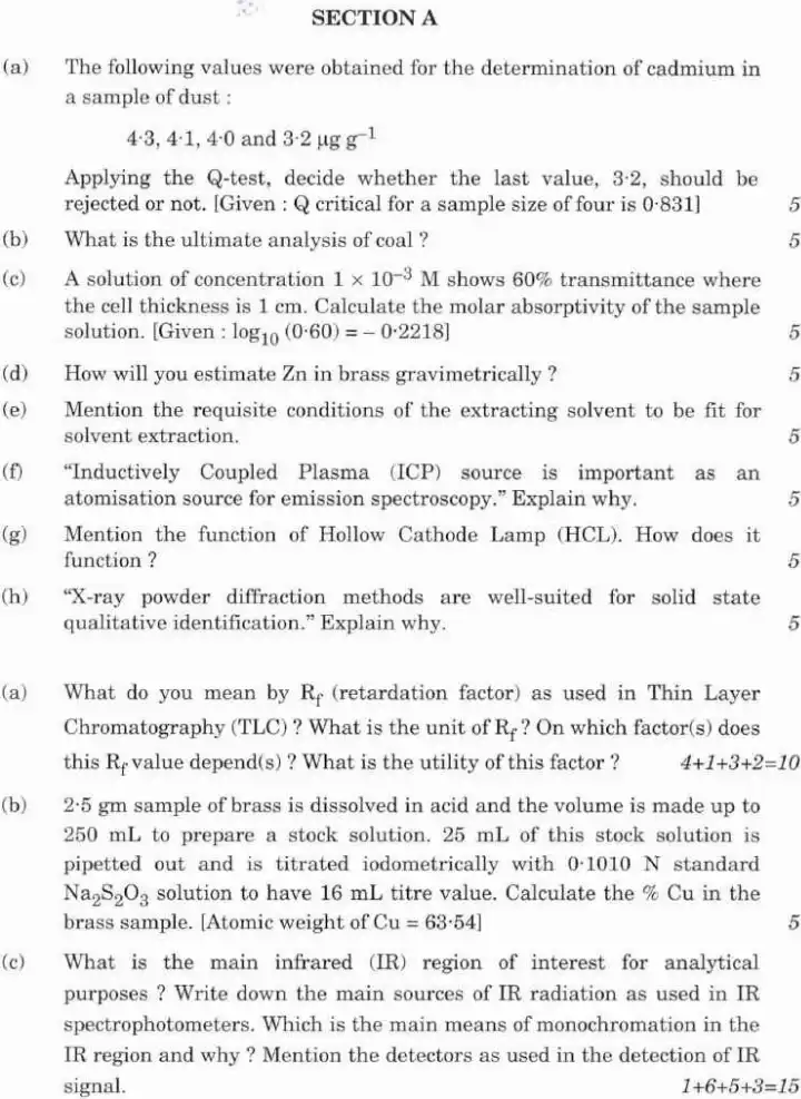 Combined Geo-Scientist Main 2021 Chemistry Paper III question paper page 1 instructions scan PDF download UPSC
