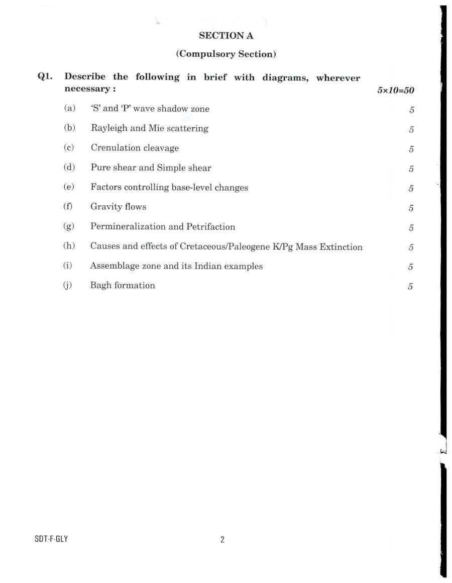 Combined Geo-Scientist Main 2021 Geology Paper I question paper page 1 instructions scan PDF download UPSC