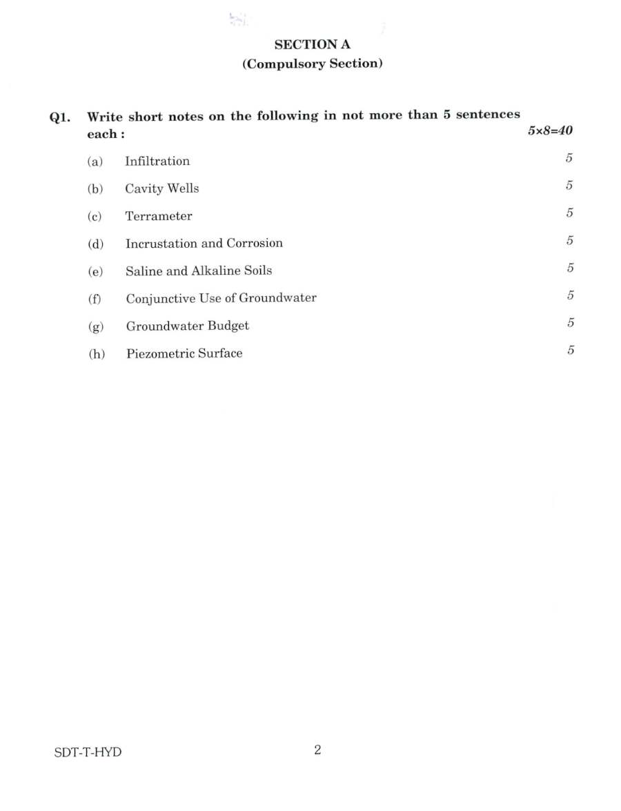 Combined Geo-Scientist Main 2021 Hydrogeology question paper page 1 instructions scan PDF download UPSC