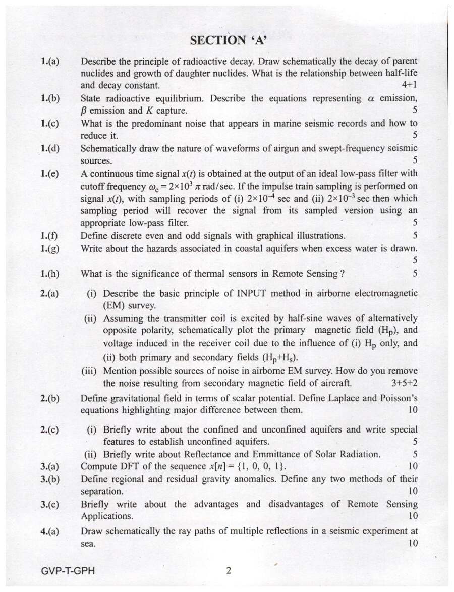 Combined Geo-Scientist Main 2022 Geo-Physics Paper III question paper page 1 instructions scan PDF download