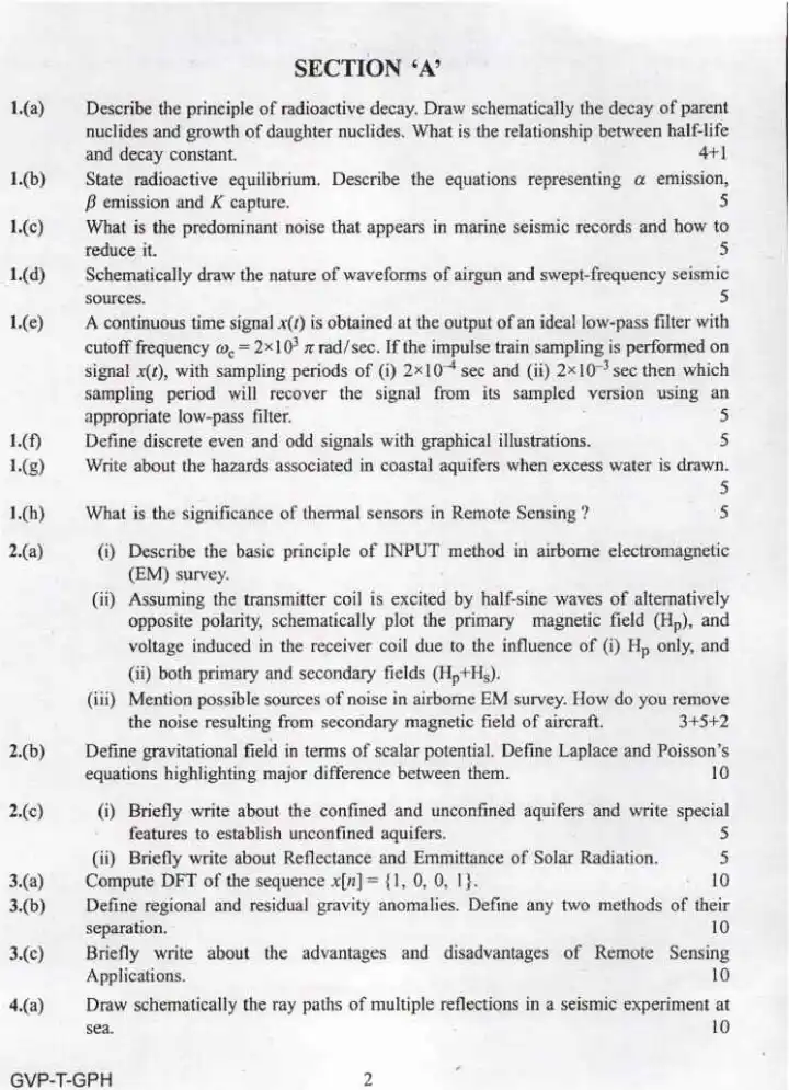 Combined Geo-Scientist Main 2022 Geo-Physics Paper III question paper page 1 instructions scan PDF download