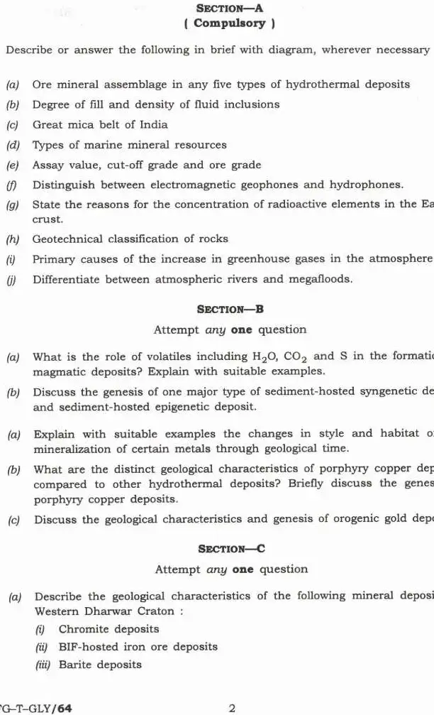 Combined Geo-Scientist Main 2023 Geology Paper III question paper page 1 instructions and exam header scan PDF download