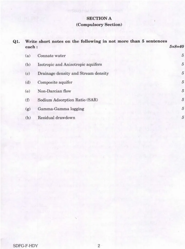 Combined Geo-Scientist (Main) 2023 Hydrogeology question paper page 1 instructions scan PDF download UPSC