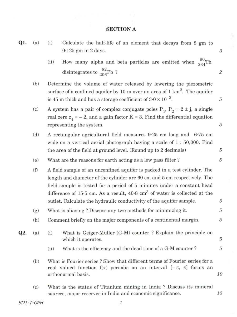 Combined Geo-Scientist (Main) Examination, 2021 2021 — III Question Paper PDF Download — page 1 instructions scan PDF download