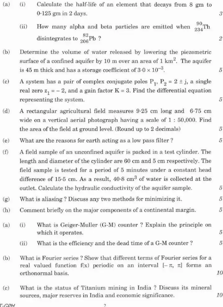 Combined Geo-Scientist (Main) Examination, 2021 2021 — III Question Paper PDF Download — page 1 instructions scan PDF download