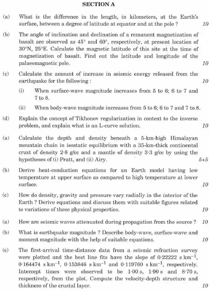 Combined Geo-Scientist Main 2021 Geo-Physics Paper I question paper page 1 instructions and header scan PDF download