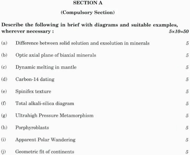Combined Geo-Scientist Main 2021 Geology Paper II question paper page 1 instructions scan PDF download UPSC
