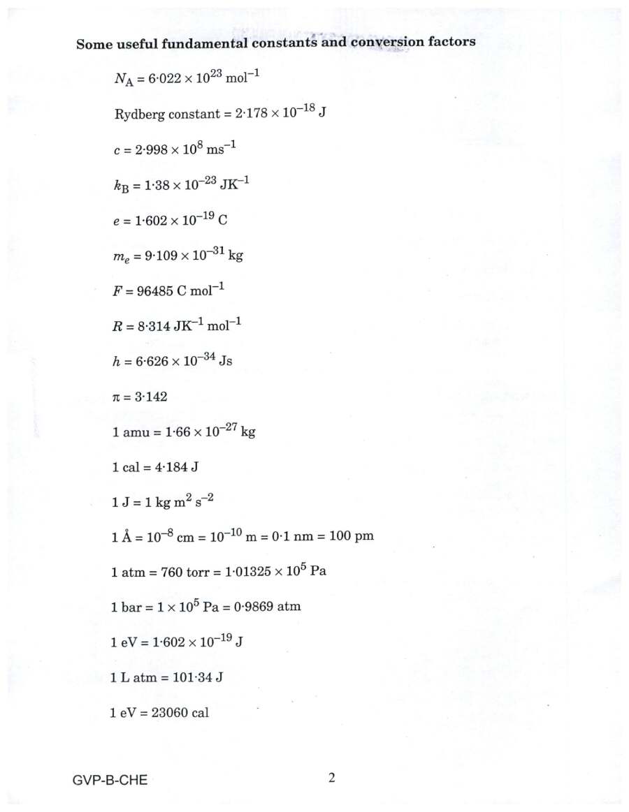 Combined Geo-Scientist Main 2022 Chemistry Paper II question paper page 1 instructions scan PDF download