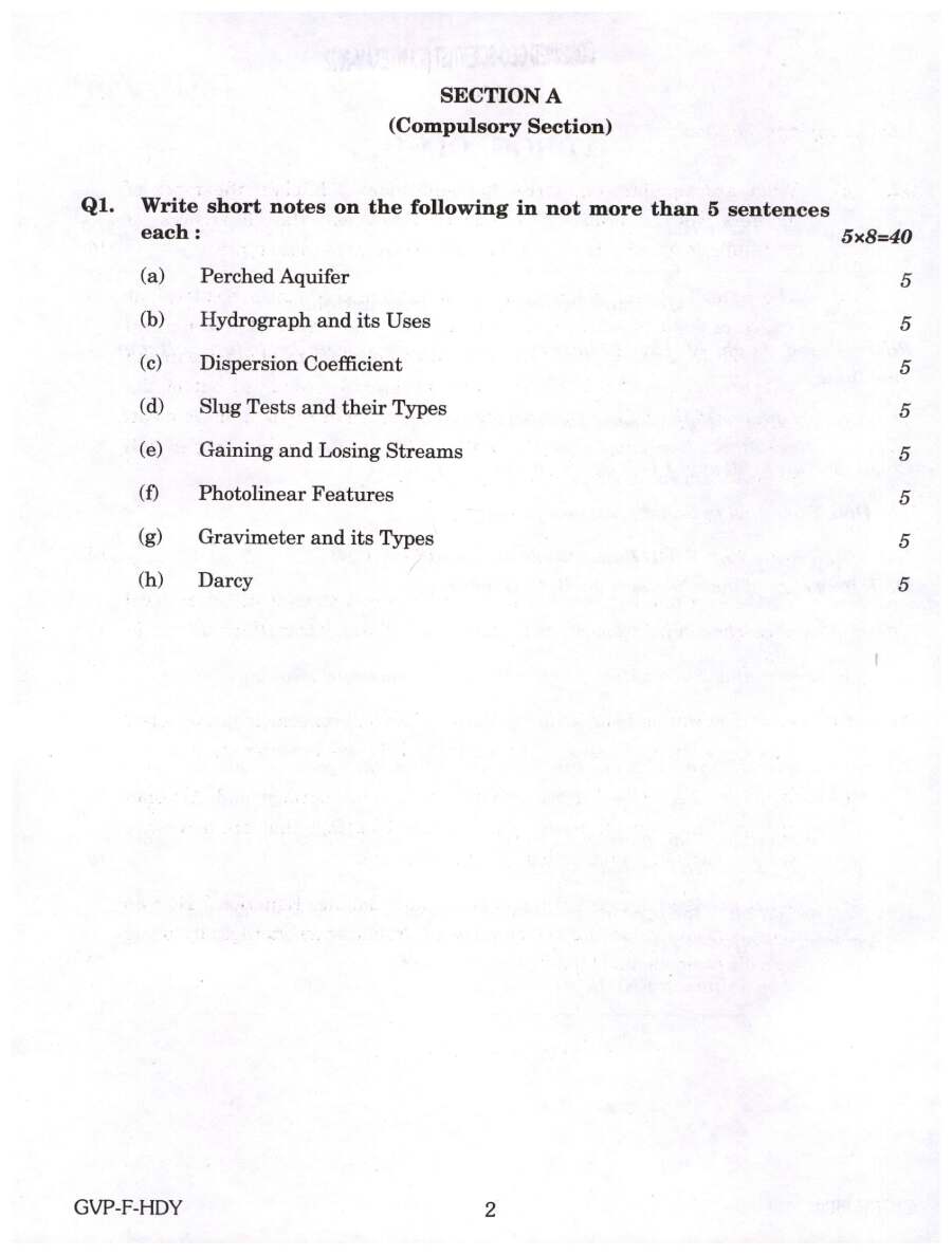 Combined Geo-Scientist Main 2022 Hydrogeology question paper page 1 instructions scan PDF download UPSC