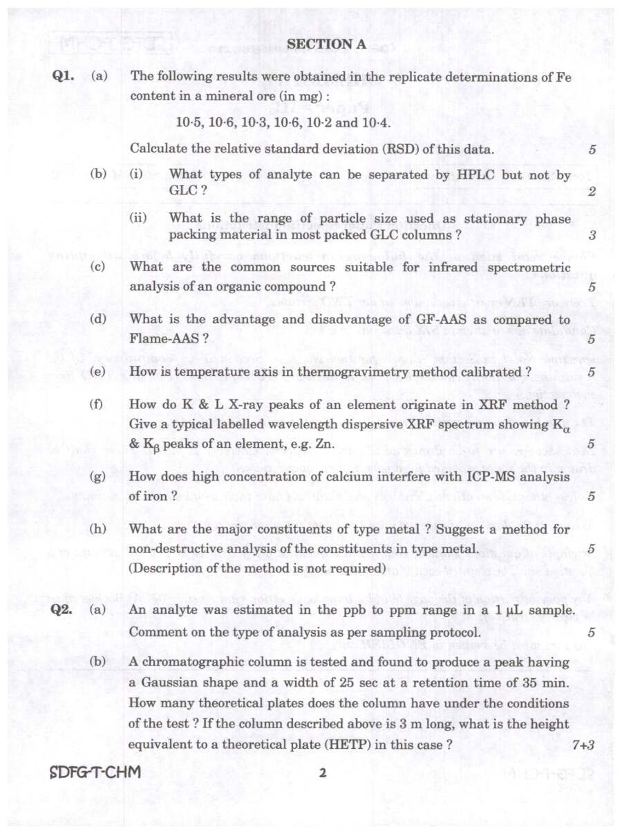 Combined Geo-Scientist Main 2023 Chemistry Paper III question paper page 1 instructions scan PDF download