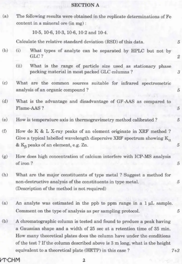 Combined Geo-Scientist Main 2023 Chemistry Paper III question paper page 1 instructions scan PDF download