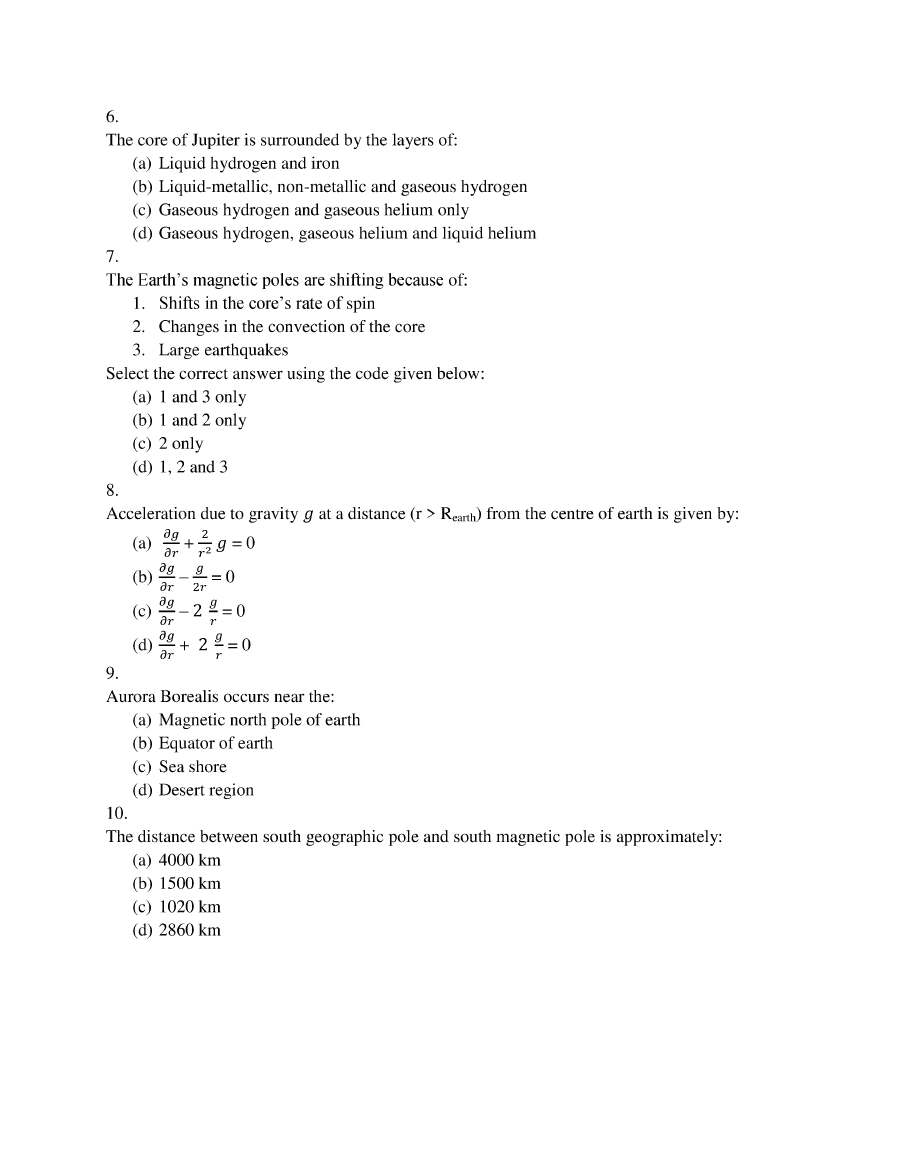 Combined Geo-Scientist 2020 Paper II Geophysics question paper page 1 instructions scan PDF download UPSC