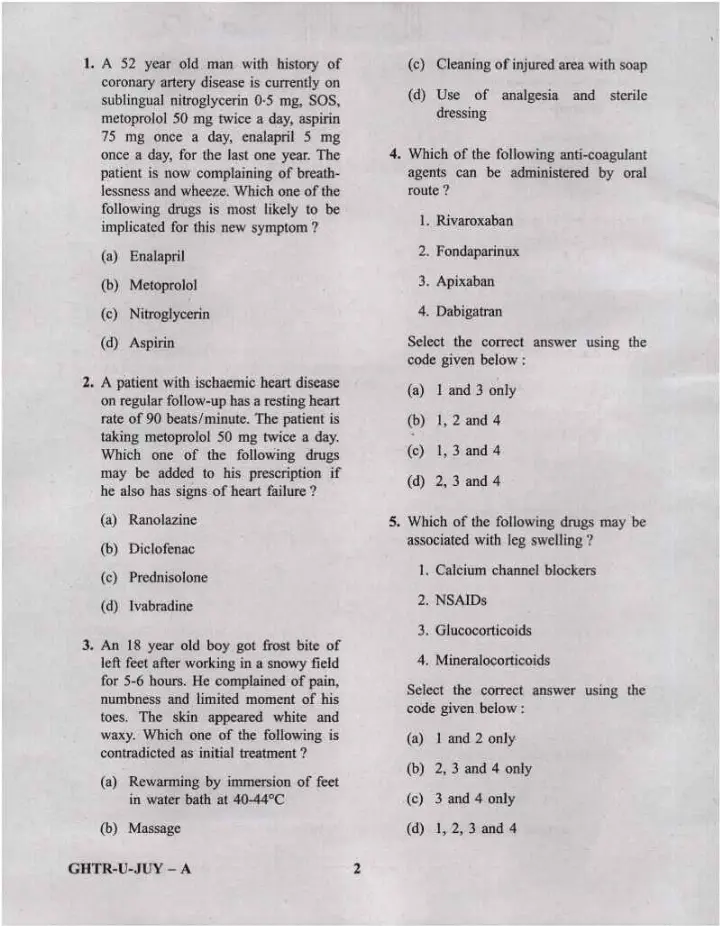 Combined Medical Services 2022 General Medicine and Pediatrics Paper I question paper page 1 instructions scan PDF download