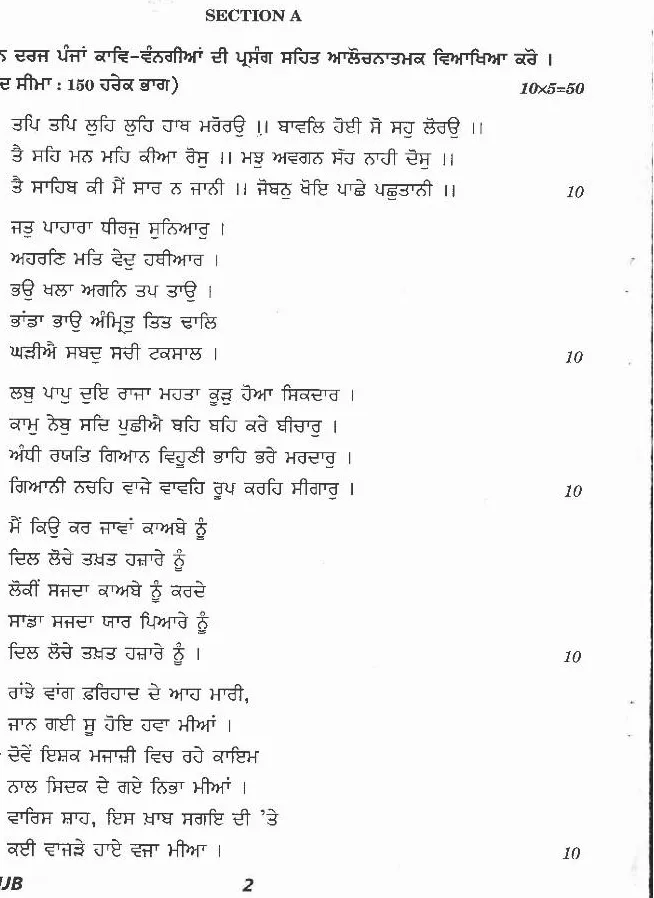 CS (Main) Exam 2020 Punjabi Paper II question paper page 1 instructions scan PDF download. UPSC CS Main 2020 Punjabi Literature question paper page 1.