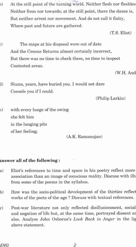 CS (Main) Exam 2021 English Paper II (Literature) question paper page 1 instructions scan PDF download UPSC