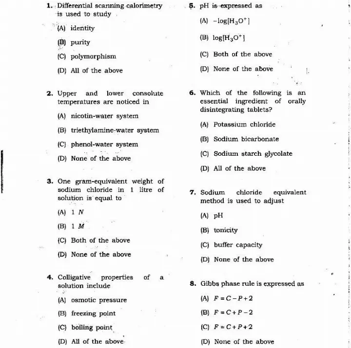 Drug Inspector Recruitment Exam 2013 Pharmaceutics Question Paper — page 1 instructions scan PDF download