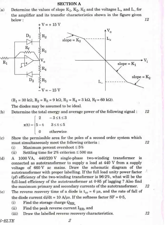 Engineering Service Main 2019 Electrical Engineering Paper II question paper page 1 instructions scan PDF download