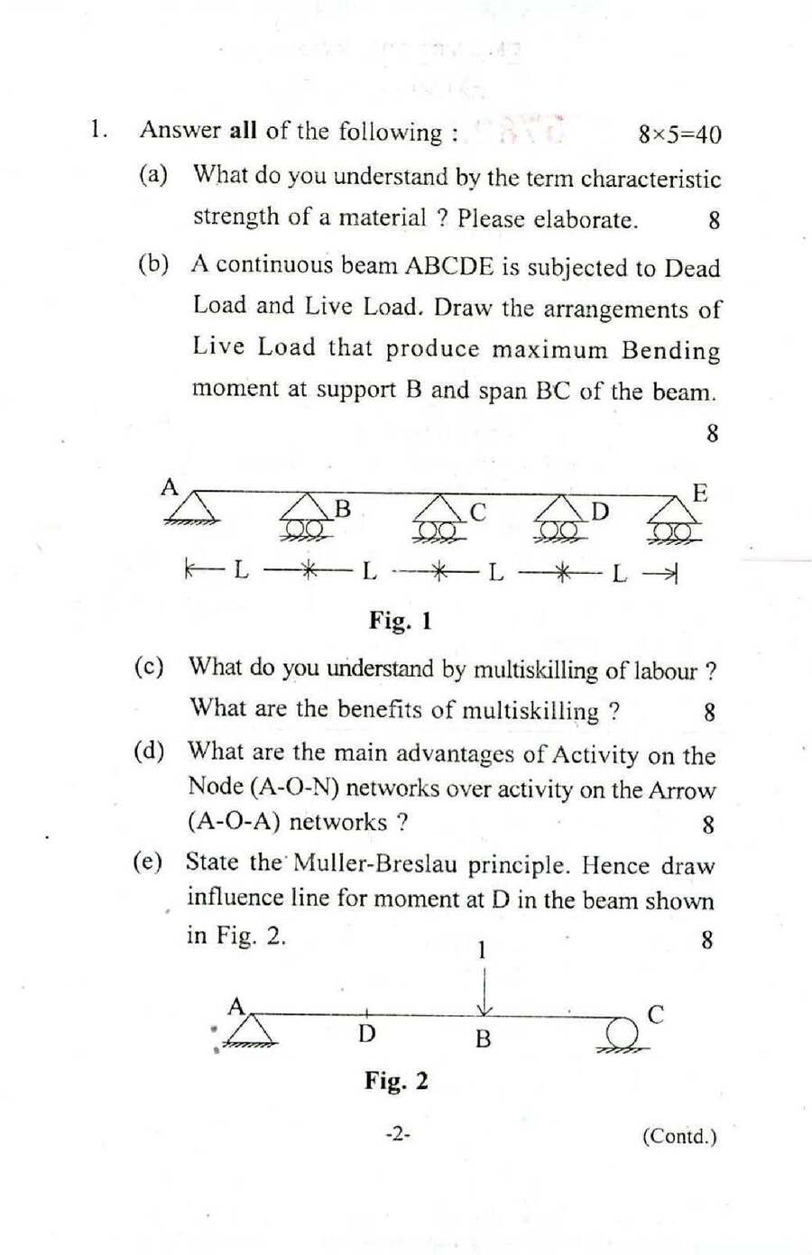 Engineering Services Examination 2016 Civil Engineering Paper 1 Conventional question paper page 1 instructions scan PDF download
