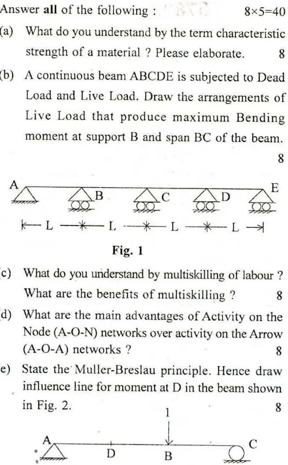 Engineering Services Examination 2016 Civil Engineering Paper 1 Conventional question paper page 1 instructions scan PDF download
