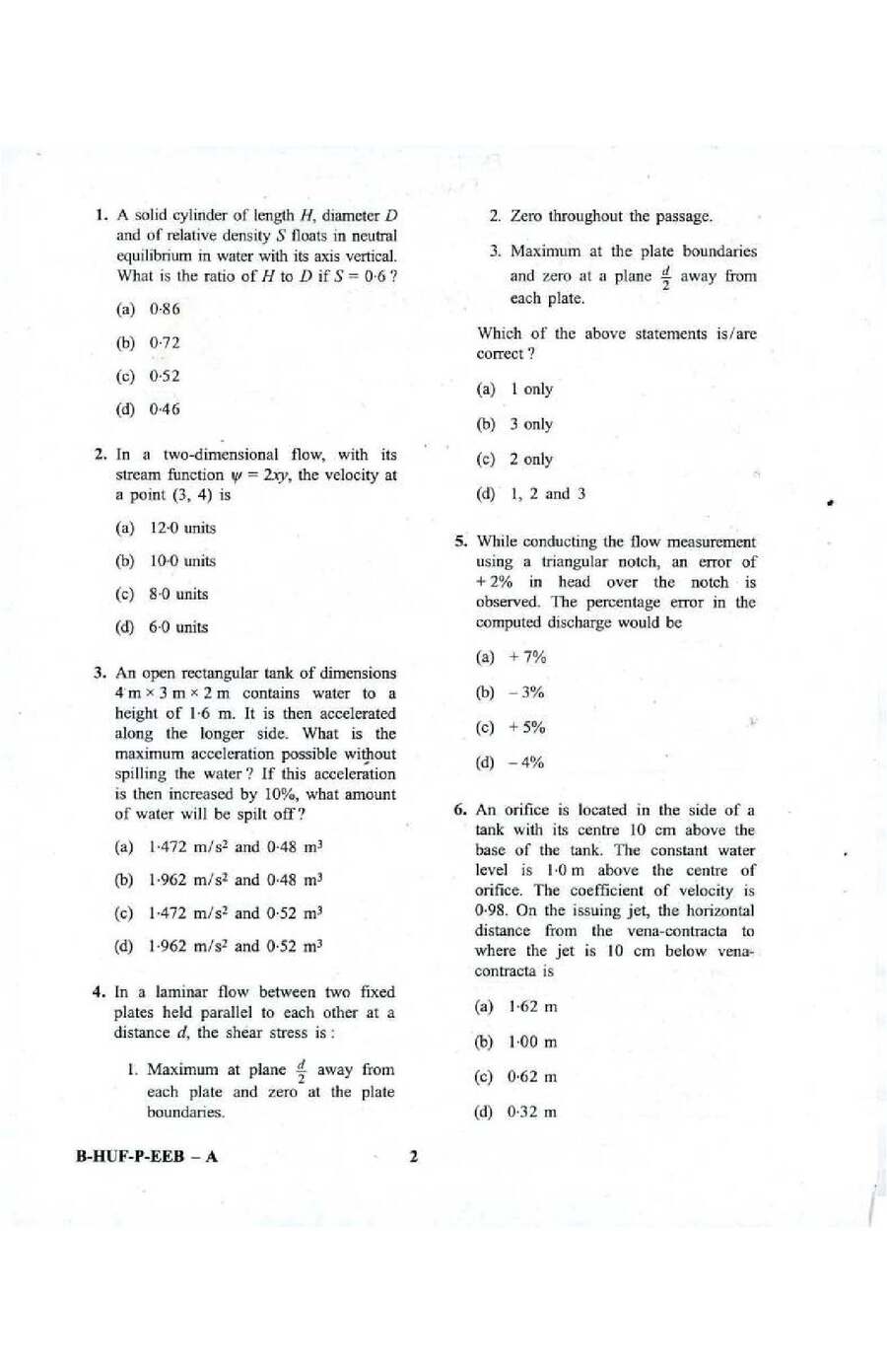 Engineering Services Examination 2016 Civil Engineering Paper II question paper page 1 instructions scan PDF download UPSC ESE