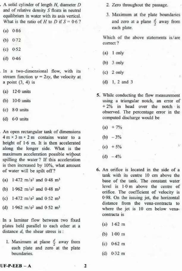 Engineering Services Examination 2016 Civil Engineering Paper II question paper page 1 instructions scan PDF download UPSC ESE