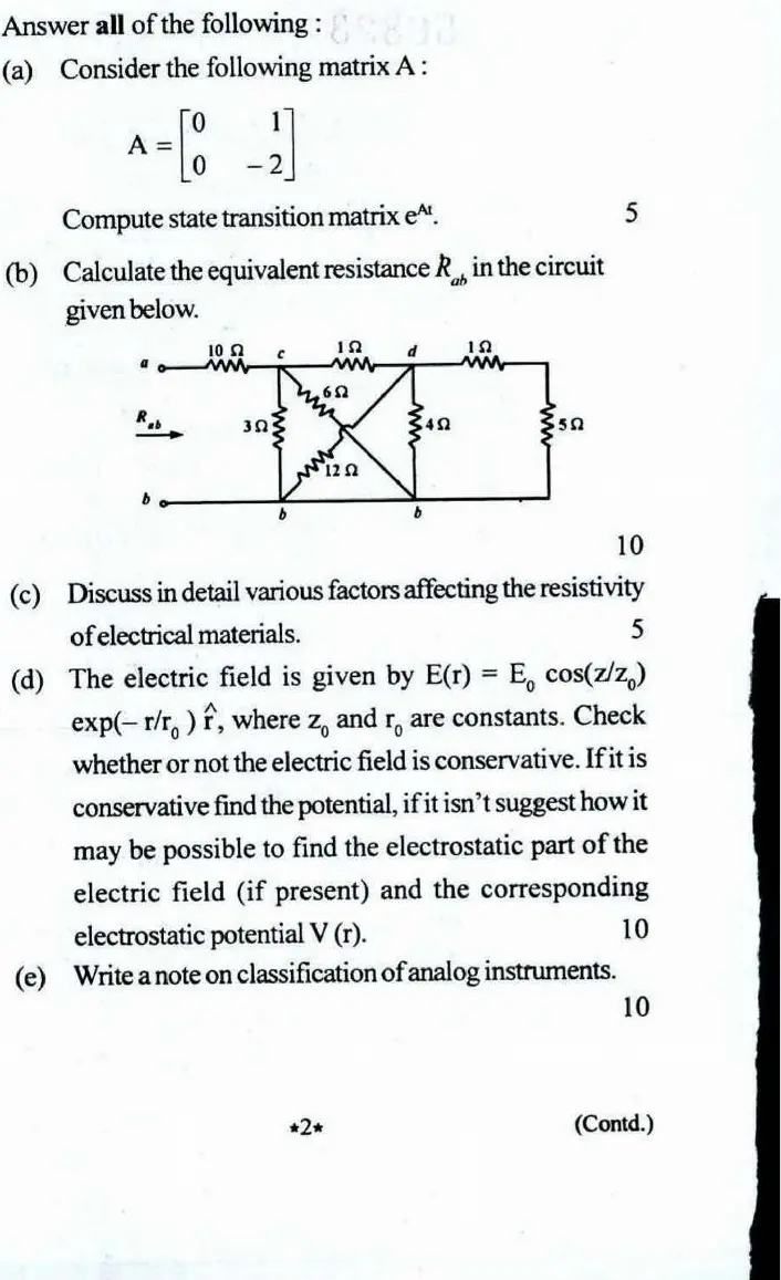 Engineering Services Exam 2016 Electrical Engineering Paper-I question paper page 1 instructions scan PDF download UPSC