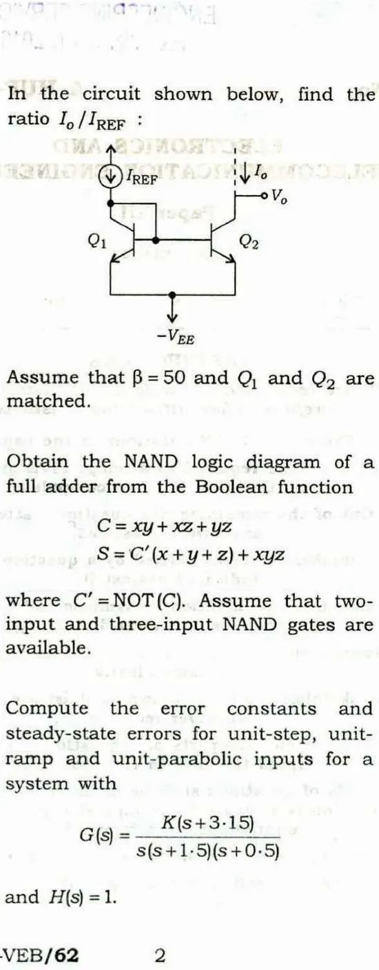 Engineering Services Examination 2016 Electronics and Telecommunication Engineering Paper II Conventional question paper page 1 instructions scan PDF download