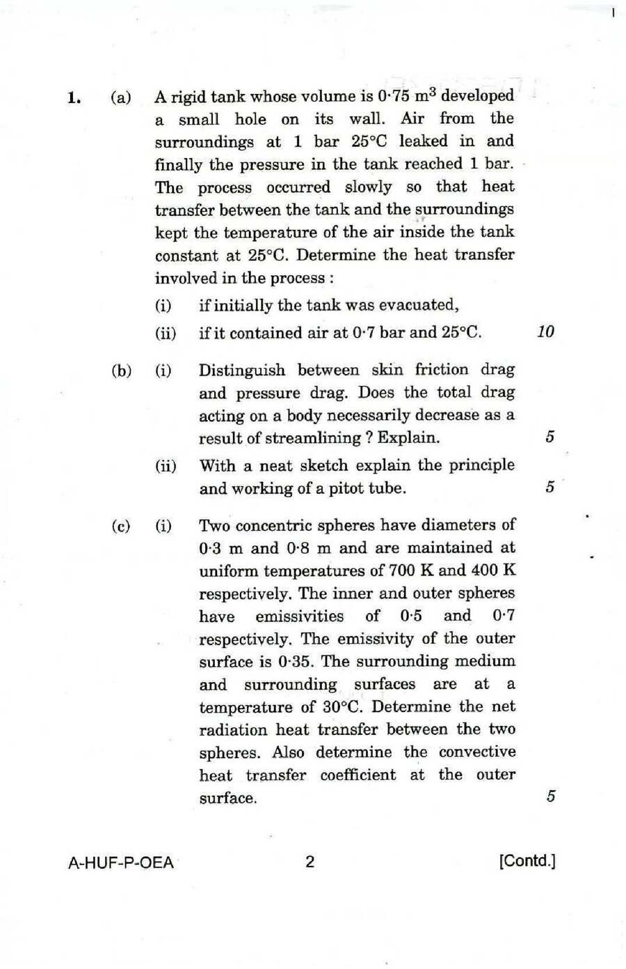 Engineering Services Examination 2016 Mechanical Engineering Paper I conventional question paper page 1 instructions scan PDF download