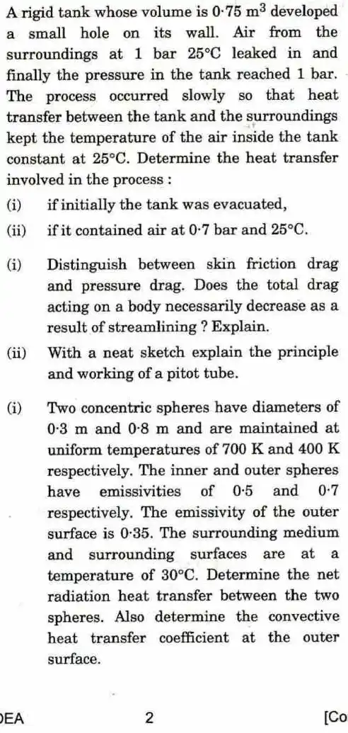 Engineering Services Examination 2016 Mechanical Engineering Paper I conventional question paper page 1 instructions scan PDF download