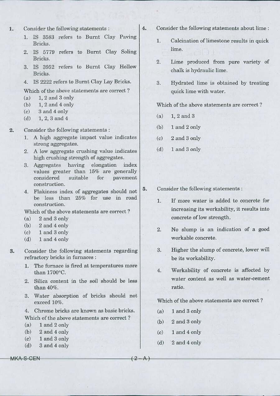 Engineering Services Examination 2017 Civil Engineering question paper page 1 instructions scan PDF download UPSC ESE