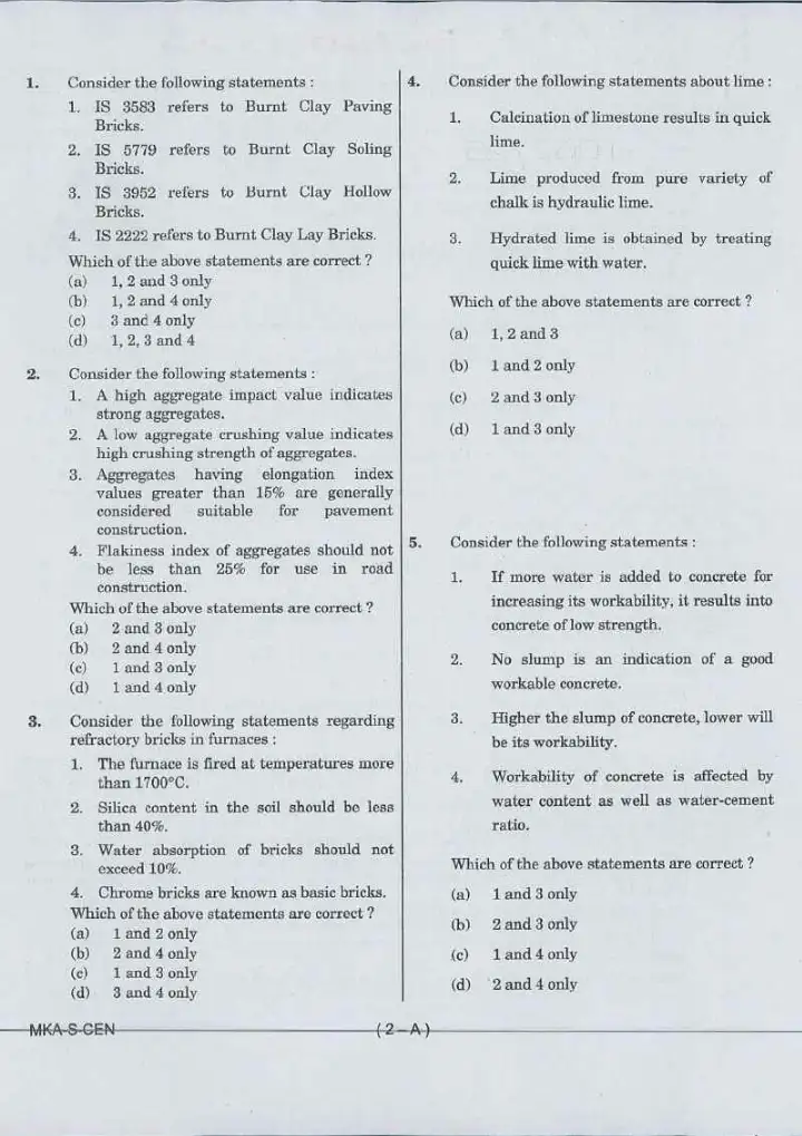Engineering Services Examination 2017 Civil Engineering question paper page 1 instructions scan PDF download UPSC ESE