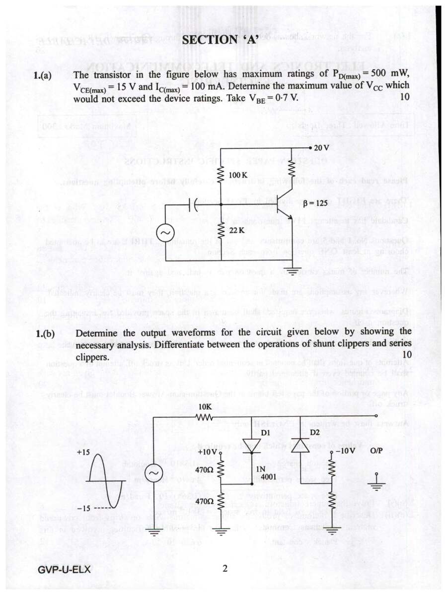Engineering Services Main Examination 2022 Paper I for Electronics and Telecommunication Engineering page 1 instructions scan PDF download